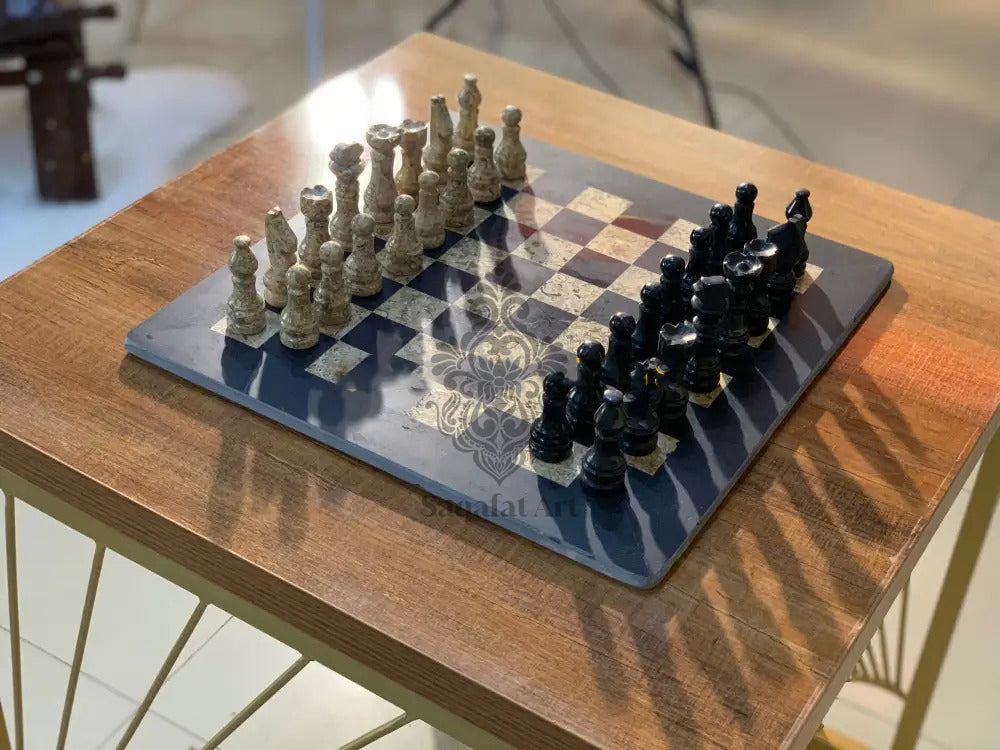Black and Brown Onyx Large Chess