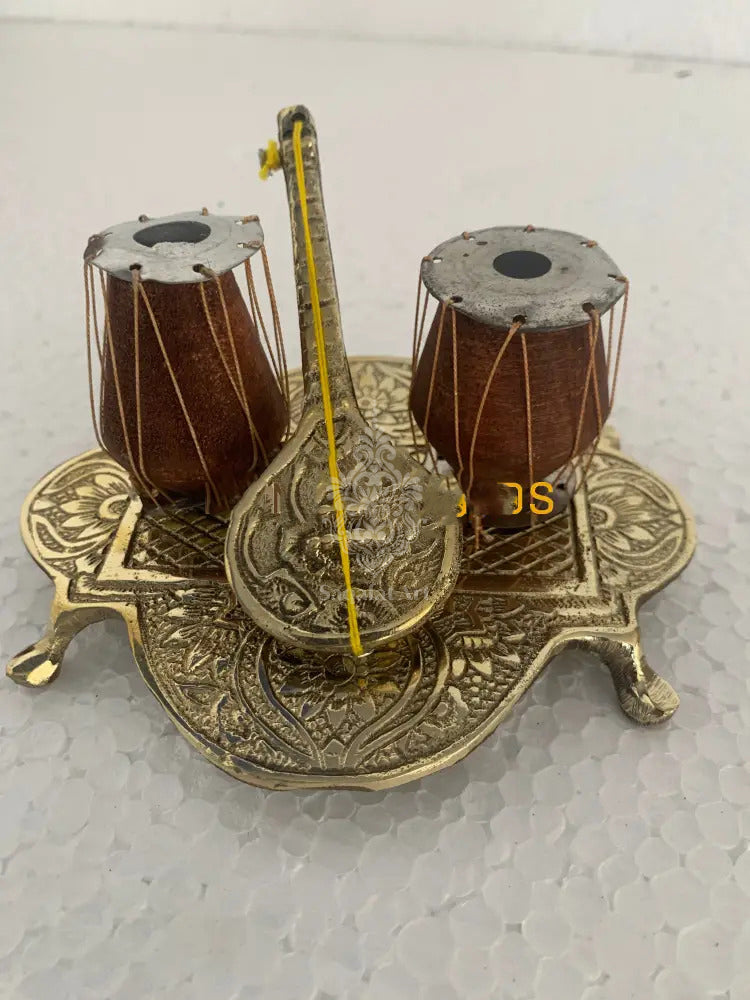 Handicrafted Brass Golden Tabla and Sitar