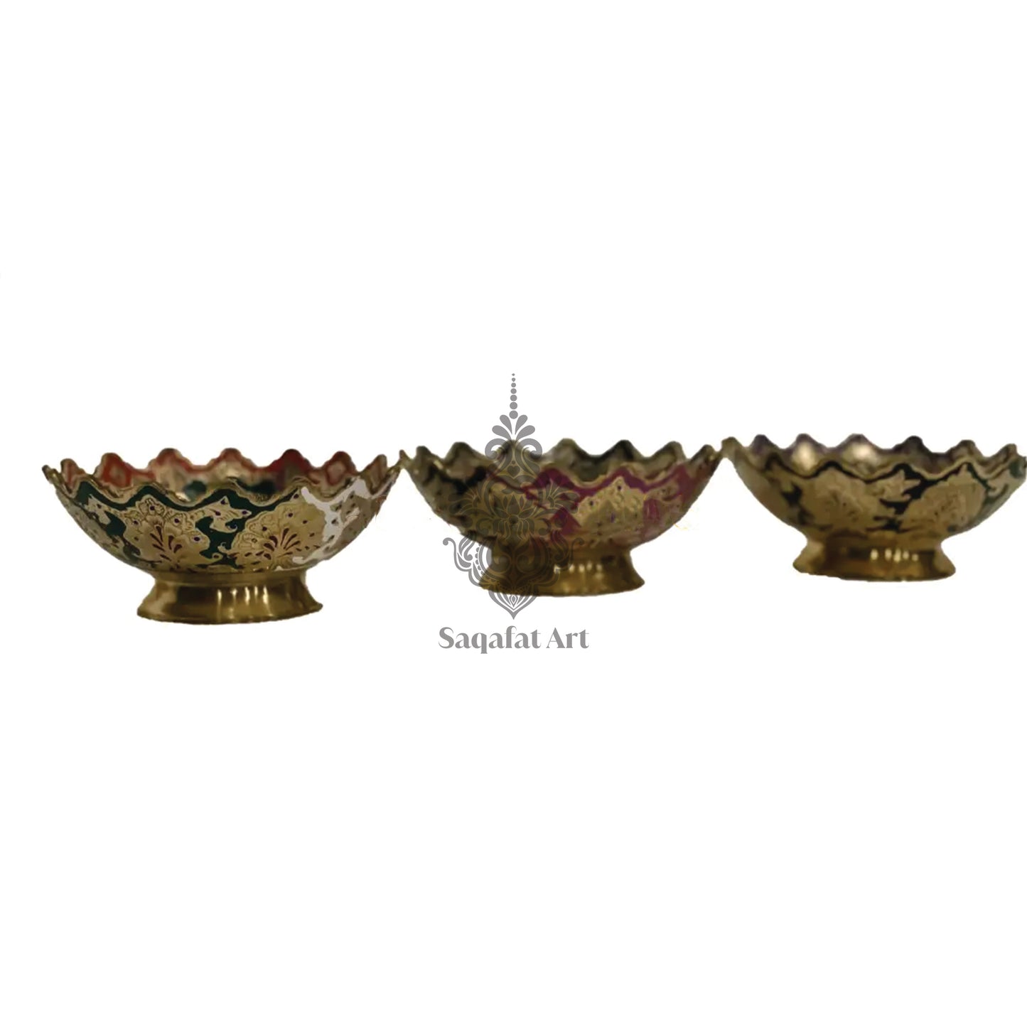 Handicrafted Brass Multicolor Gold Edge 7" Bowl