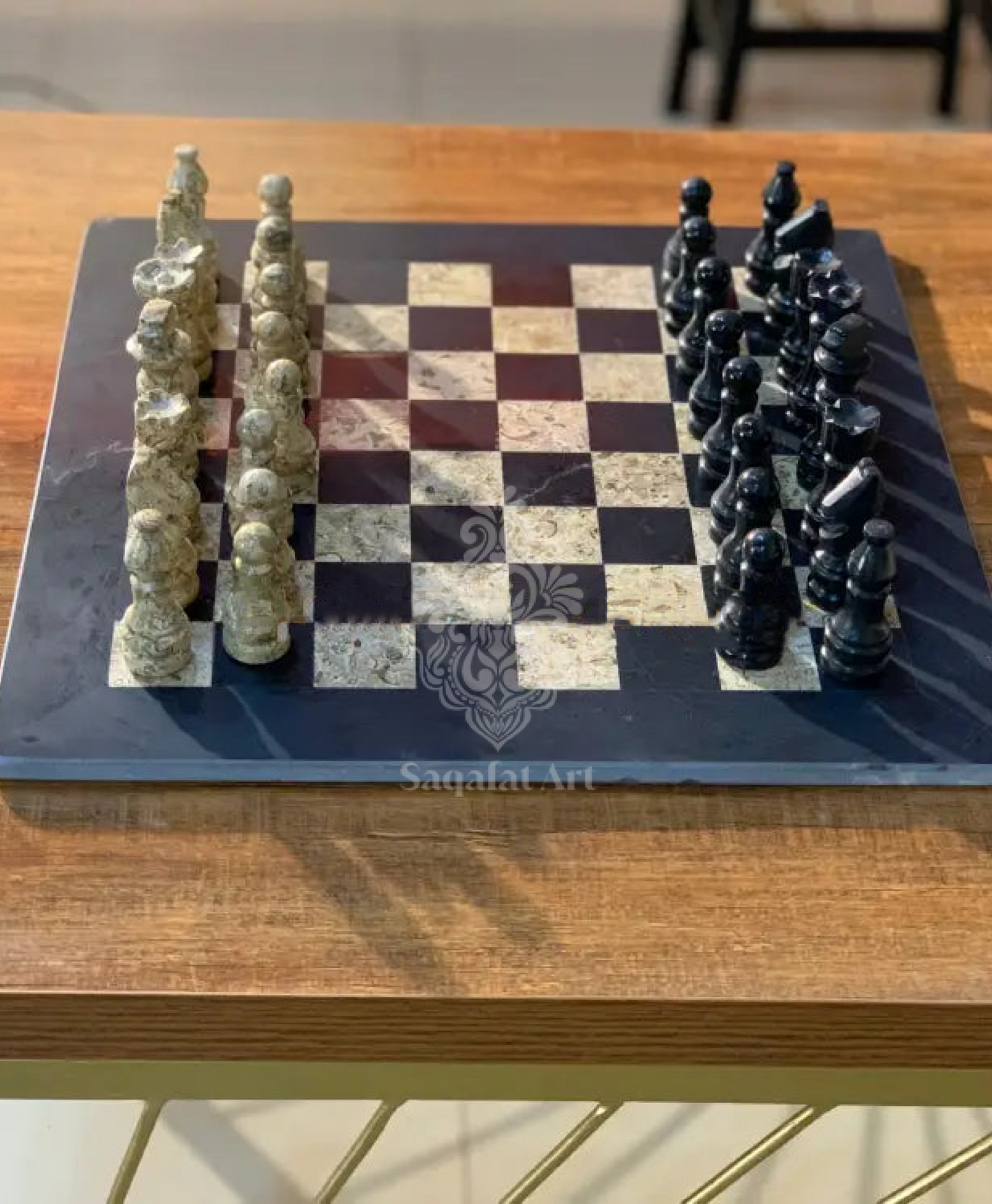 Black and Brown Onyx Large Chess