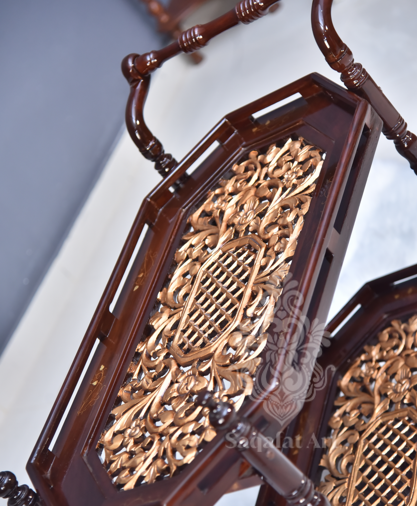 Maharaj Hand Carved Tea Trolley