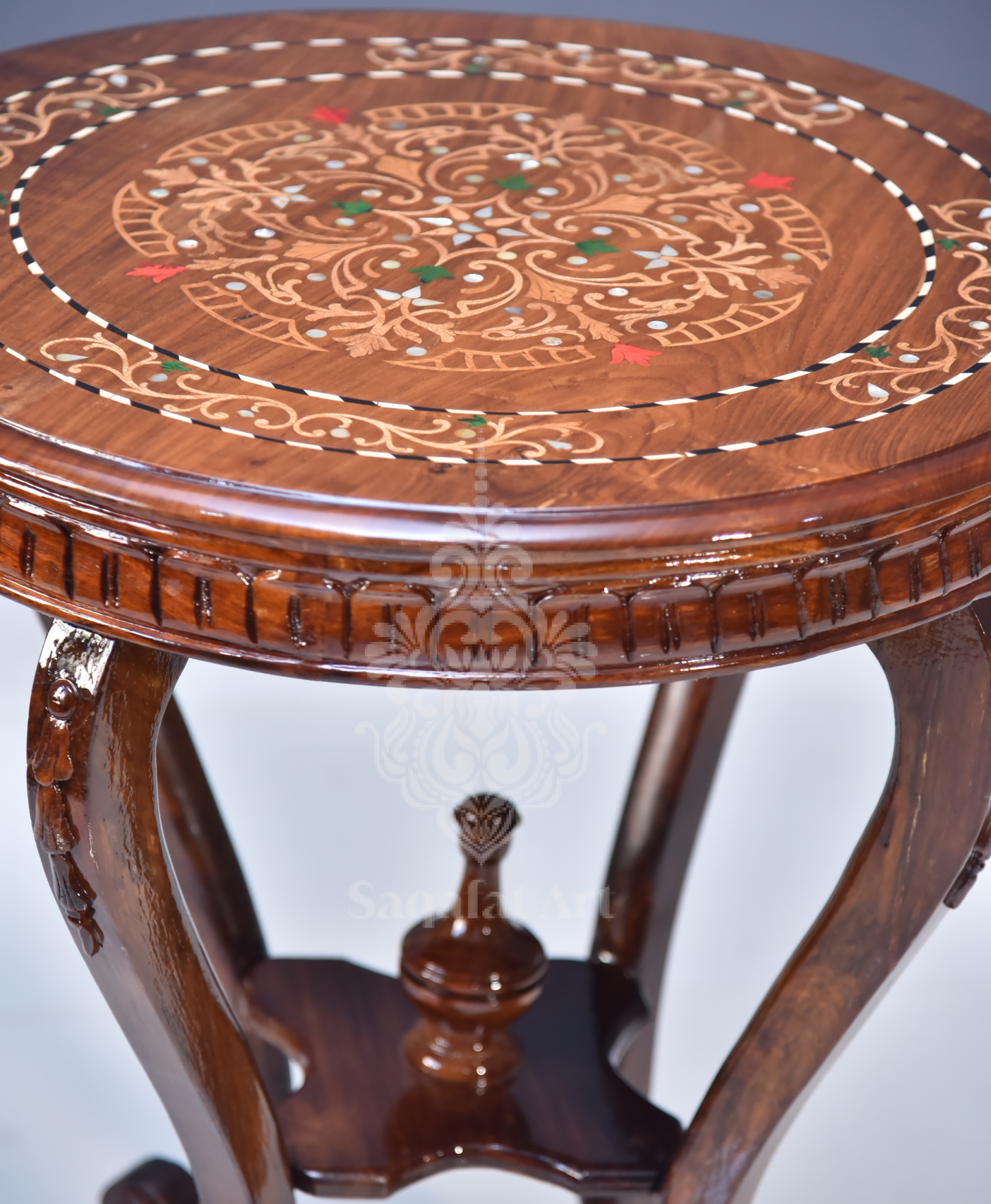 Wooden Colour Full inlay polish Flower Table