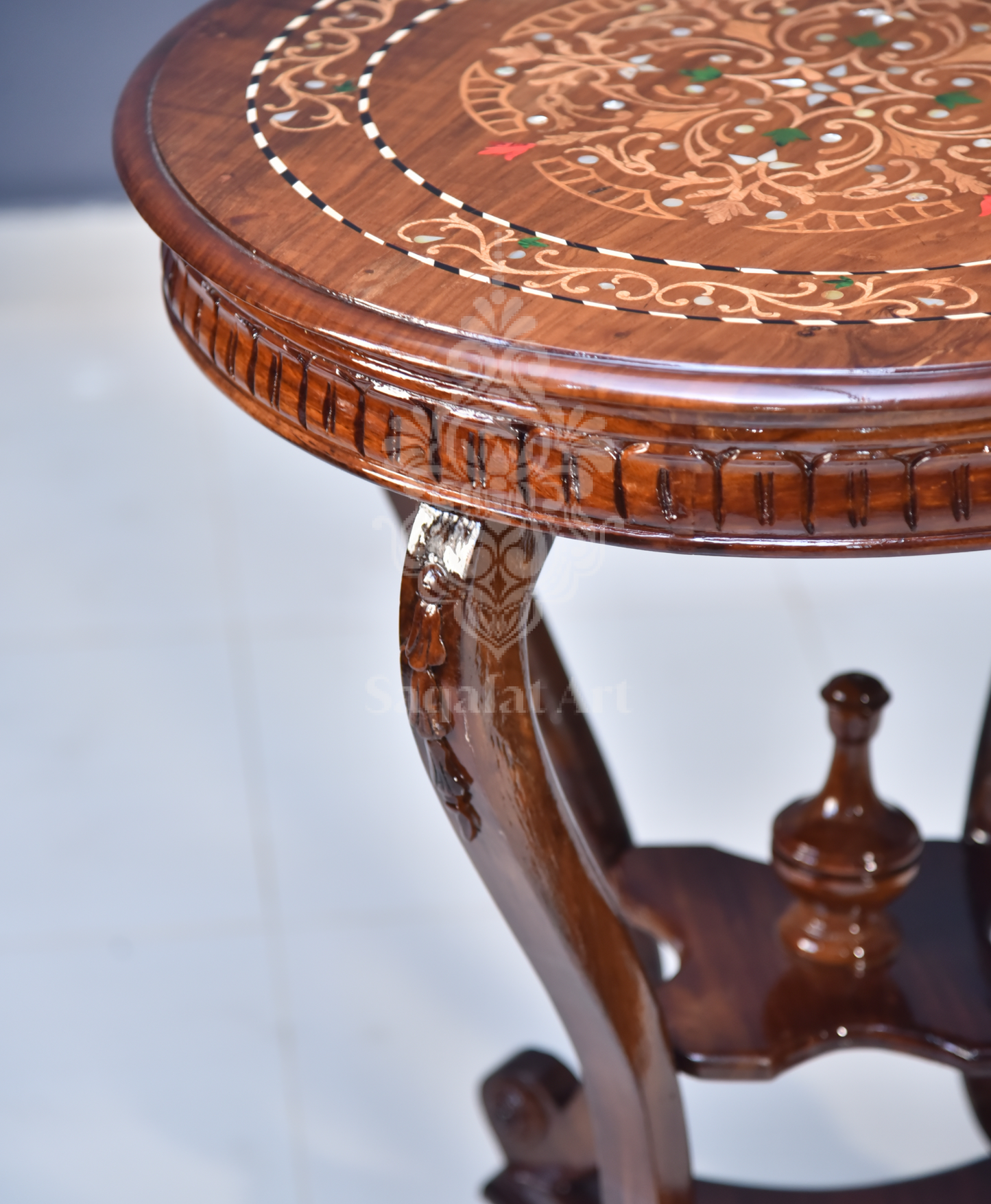 Wooden Colour Full inlay polish Flower Table