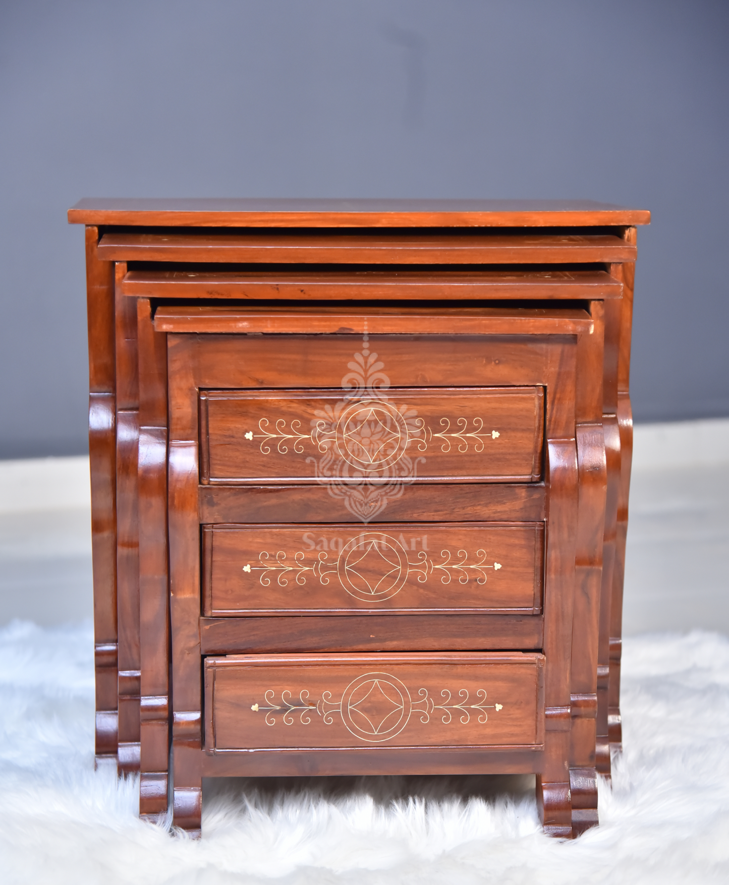 Wooden drawer Sardar Nesting Table Set Of 4