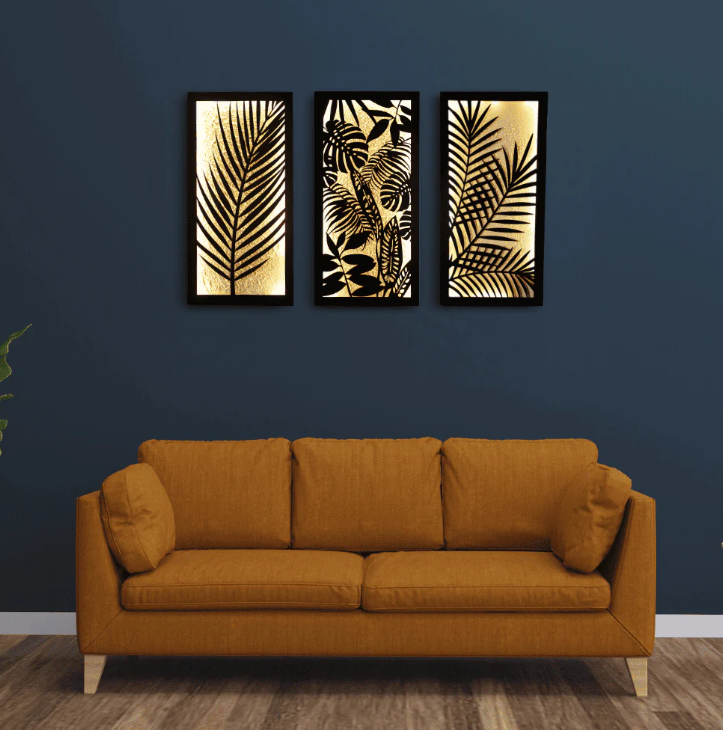 Lit Leaf Panels (Set of 3 Frames)