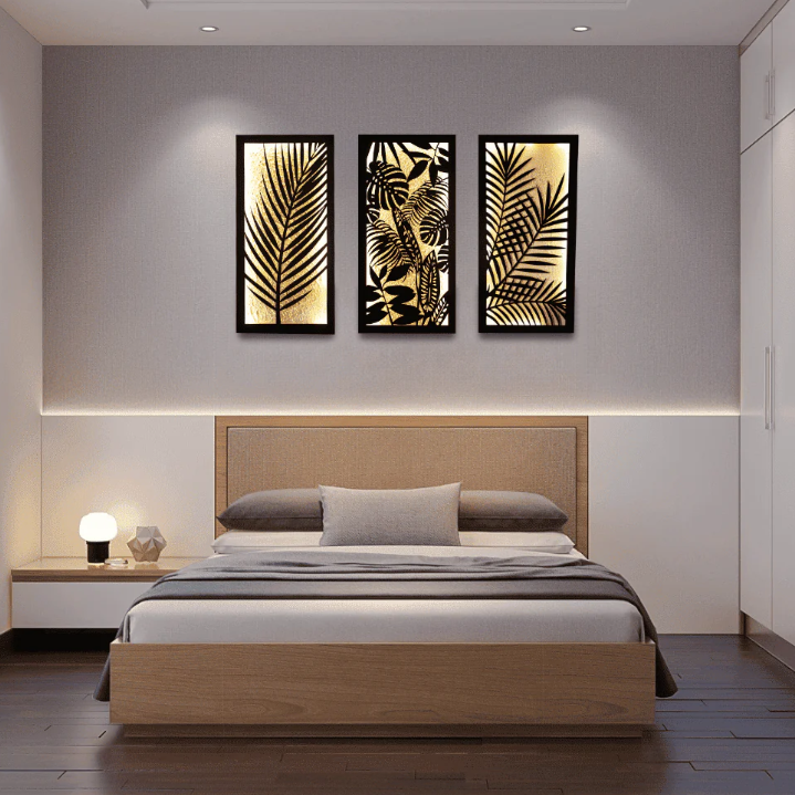 Lit Leaf Panels (Set of 3 Frames)