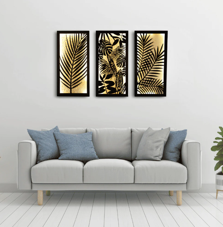 Lit Leaf Panels (Set of 3 Frames)