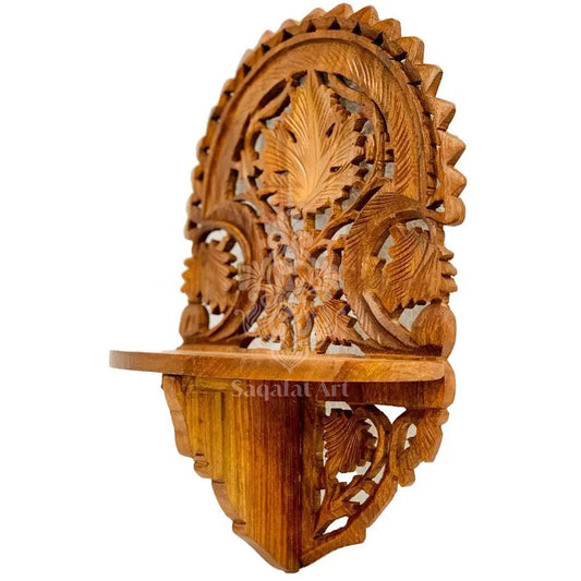 Solid Wood Oval Shape Small Wall Mount Shelf