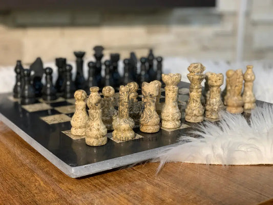 Black and Brown Onyx Large Chess