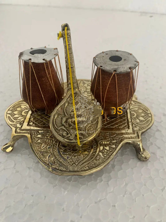 Handicrafted Brass Golden Tabla and Sitar