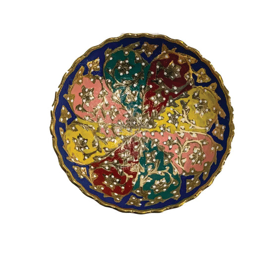 Handicrafted Brass Multicolor Gold Edge 5" Bowl