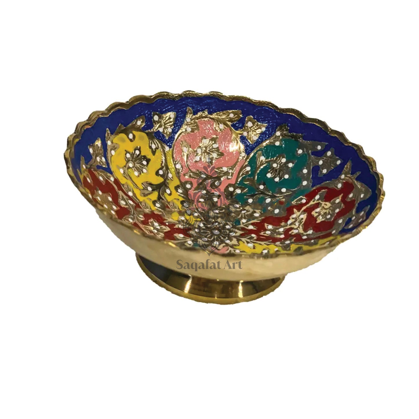 Handicrafted Brass Multicolor Gold Edge 5" Bowl