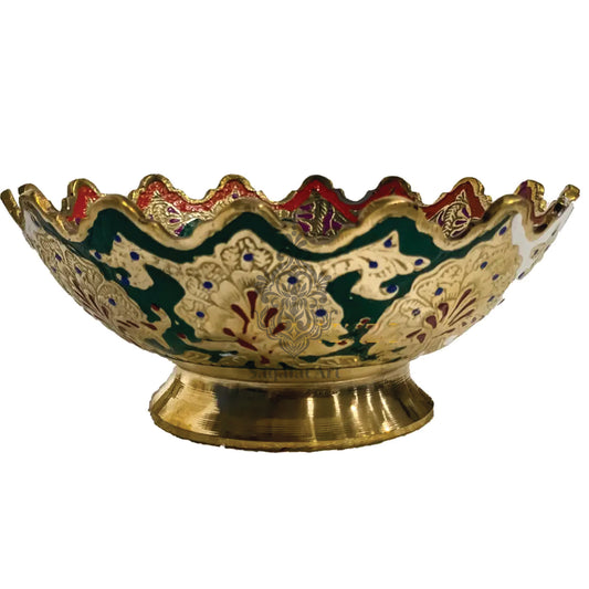 Handicrafted Brass Multicolor Gold Edge 7" Bowl