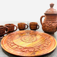 Wood Carving Tea Set