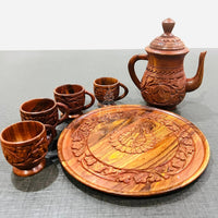 Wood Carving Tea Set