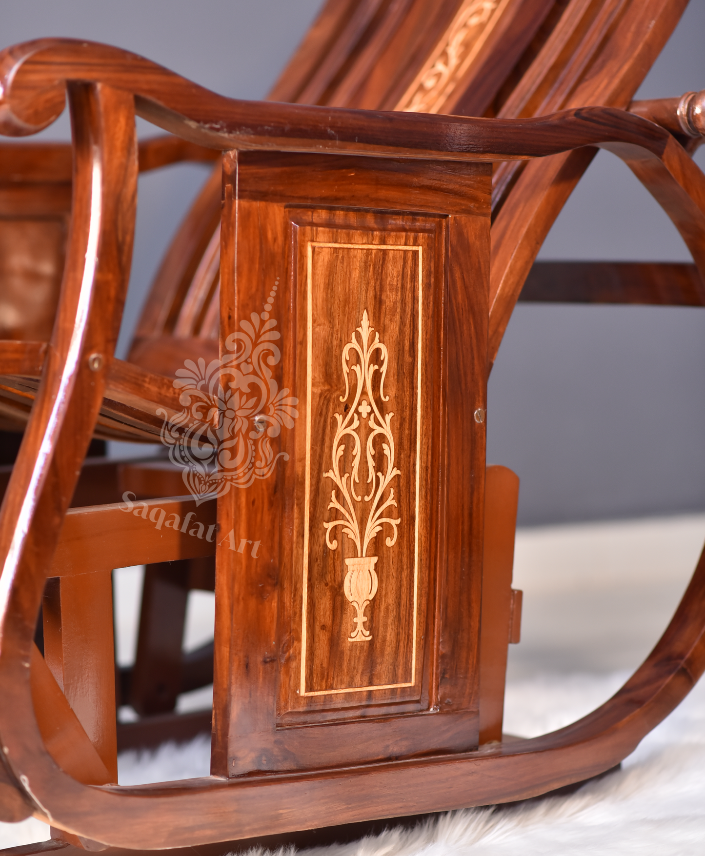 Sheesham Inlaid Wood Racking Chairs