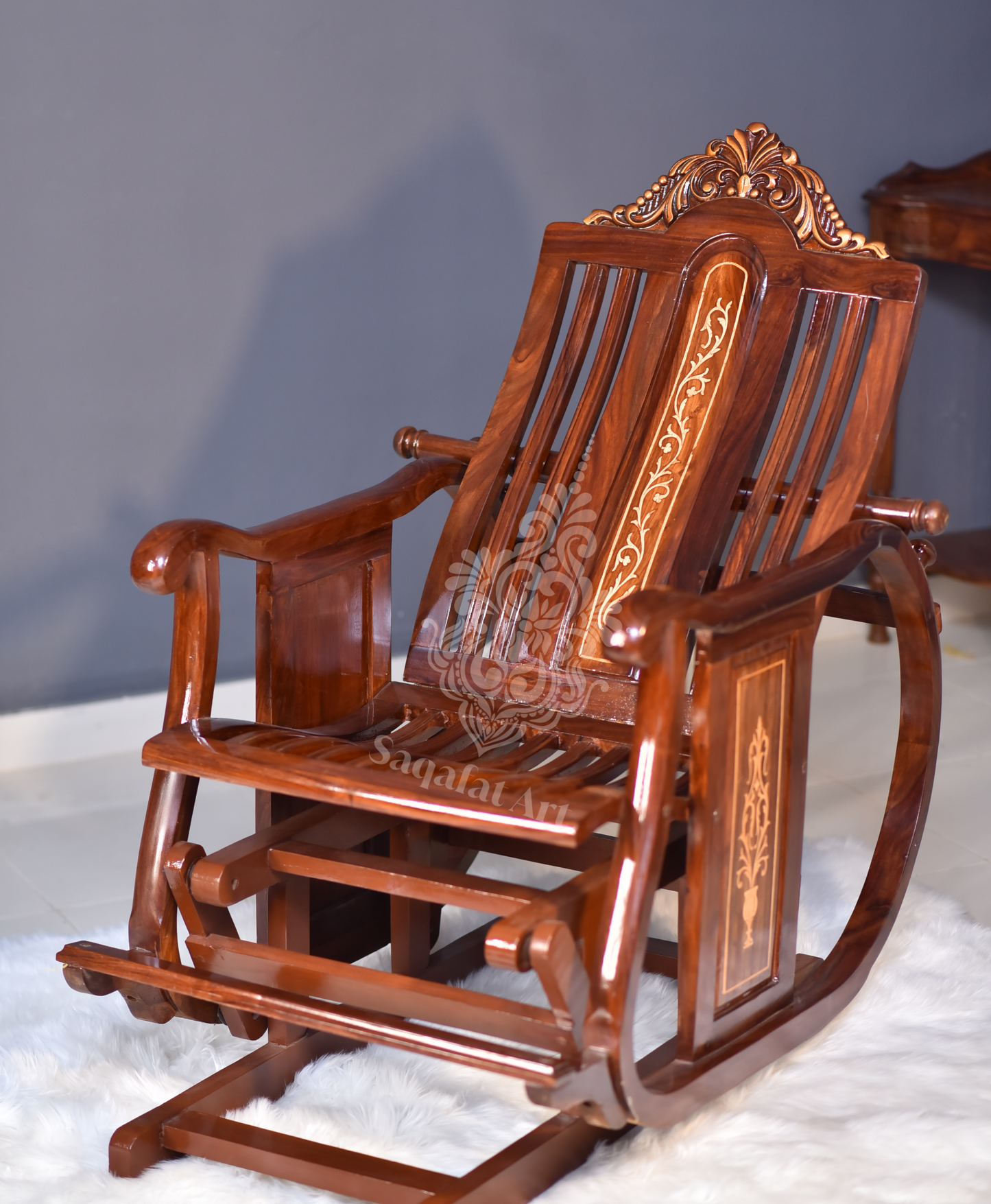 Sheesham Inlaid Wood Racking Chairs