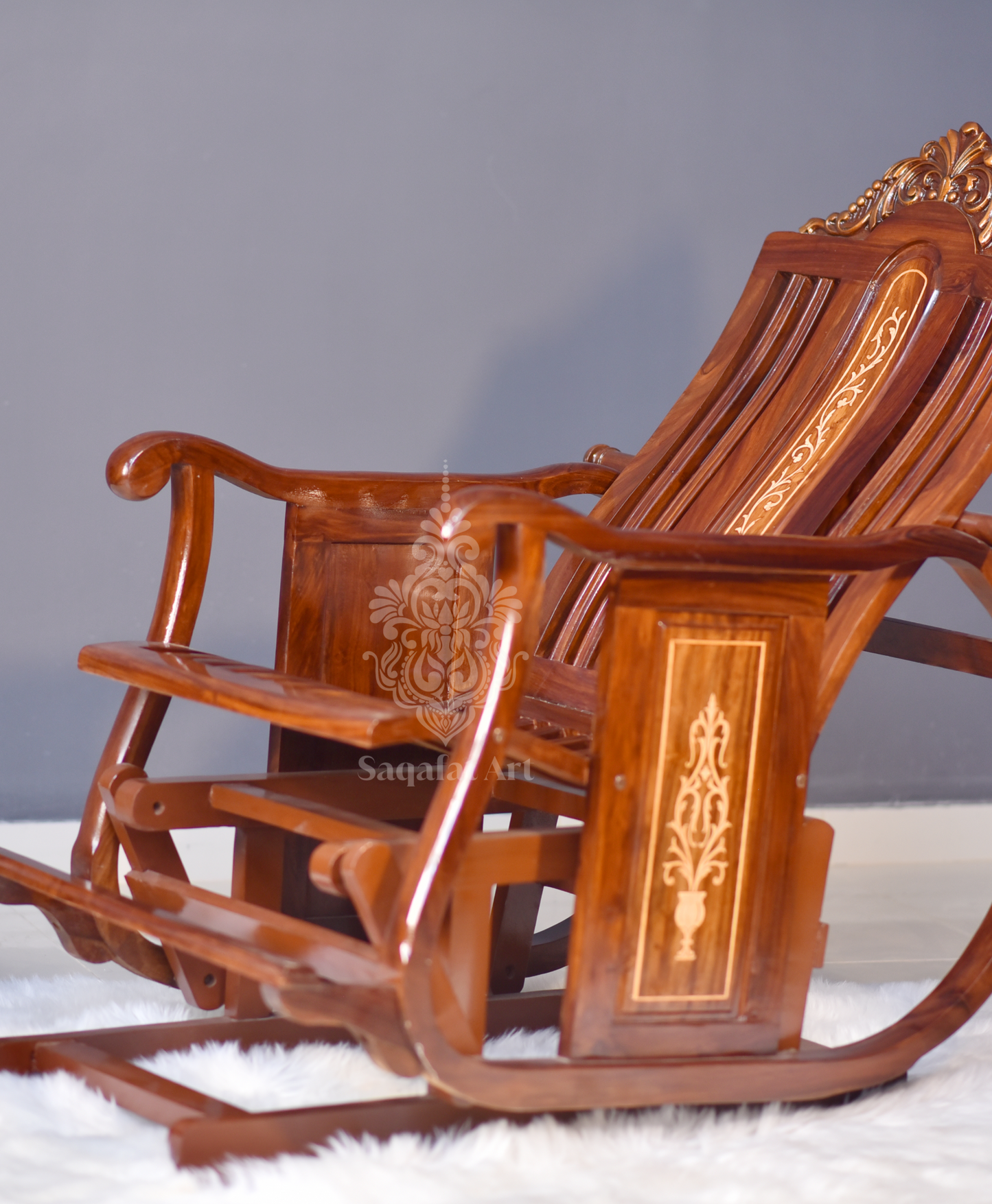 Sheesham Inlaid Wood Racking Chairs