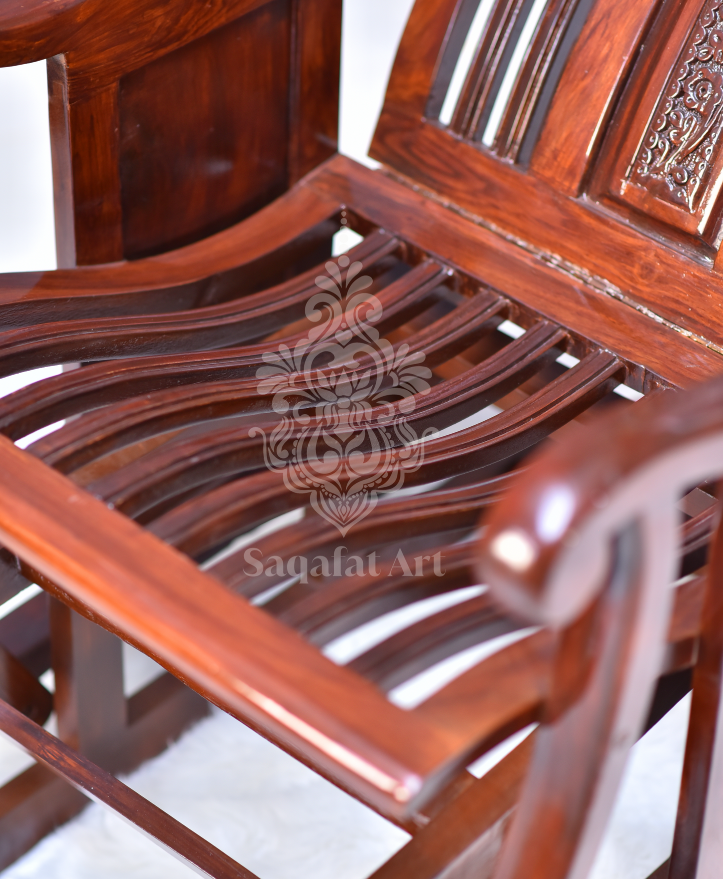 Sheesham Wooden Carving Racking Chairs