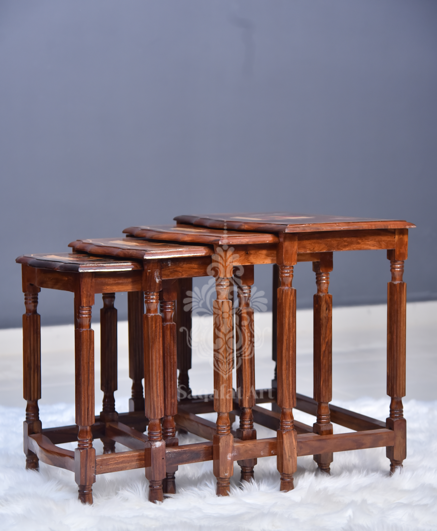 Wooden Ship Paisley Nesting Table Set of 4