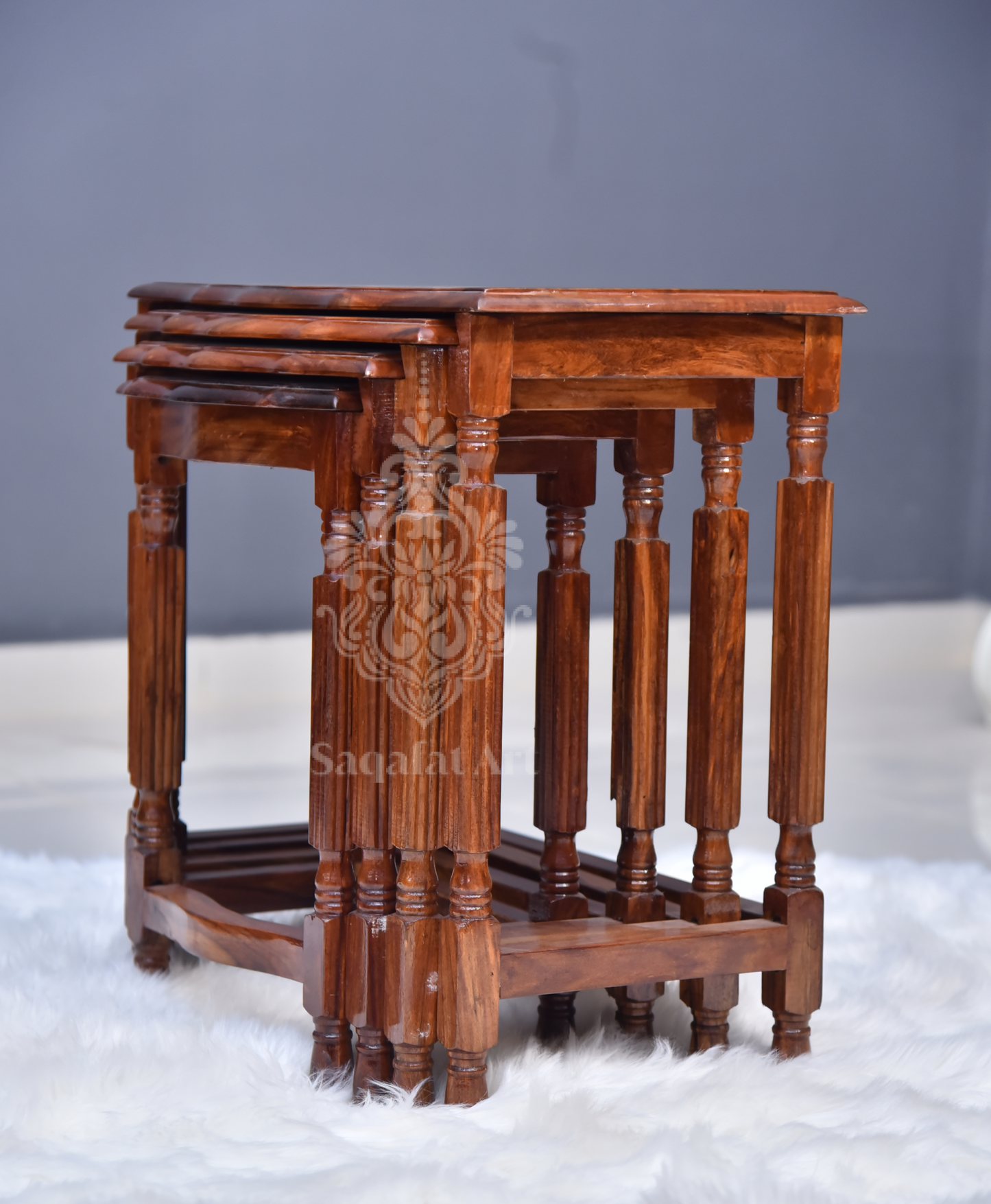 Wooden Ship Paisley Nesting Table Set of 4