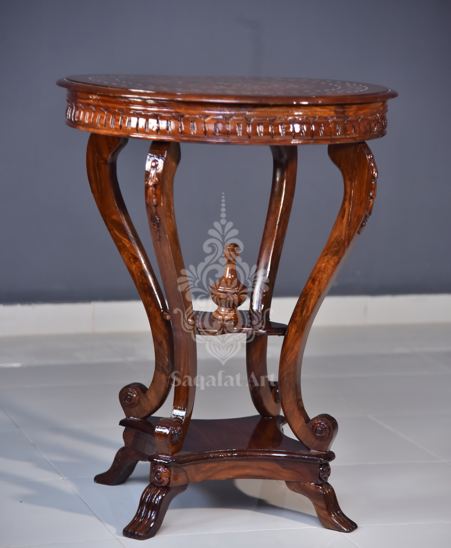 Wooden Colour Full inlay polish Flower Table