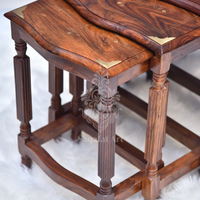 Streak Wooden Paisley Nesting Tables Set of 4