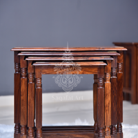 Streak Wooden Paisley Nesting Tables Set of 4