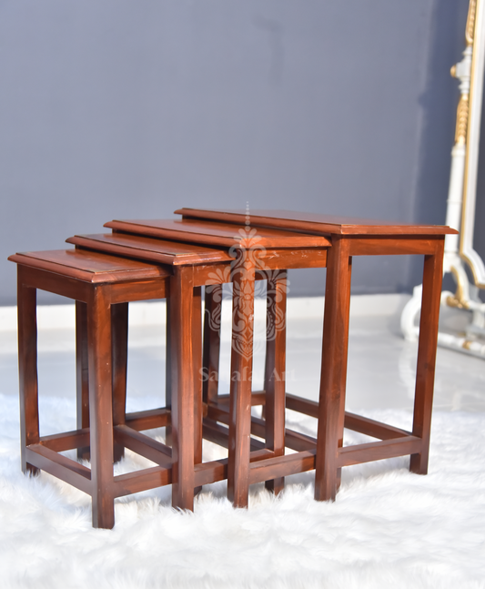 Streak Wooden Paisley Brass Nesting Tables