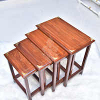 Streak Wooden Paisley Brass Nesting Tables