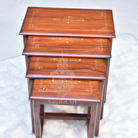 Wooden Brass 20" Nesting Table Set