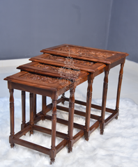 Wooden Darbare Mesh Nesting Table Set Of 4