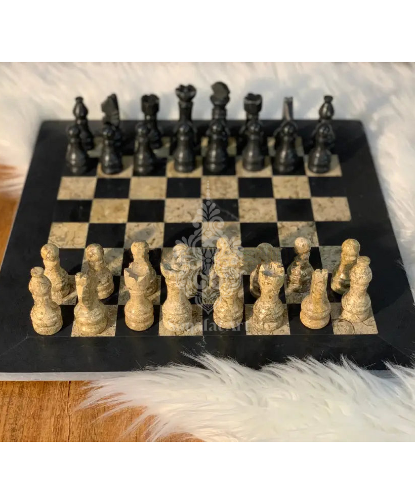Black and Brown Onyx Large Chess