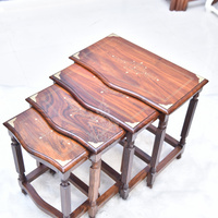 Streak Wooden Paisley Nesting Tables Set of 4