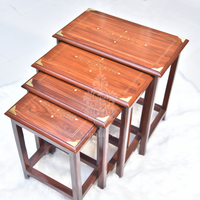 Streak Wooden Paisley Brass Nesting Tables