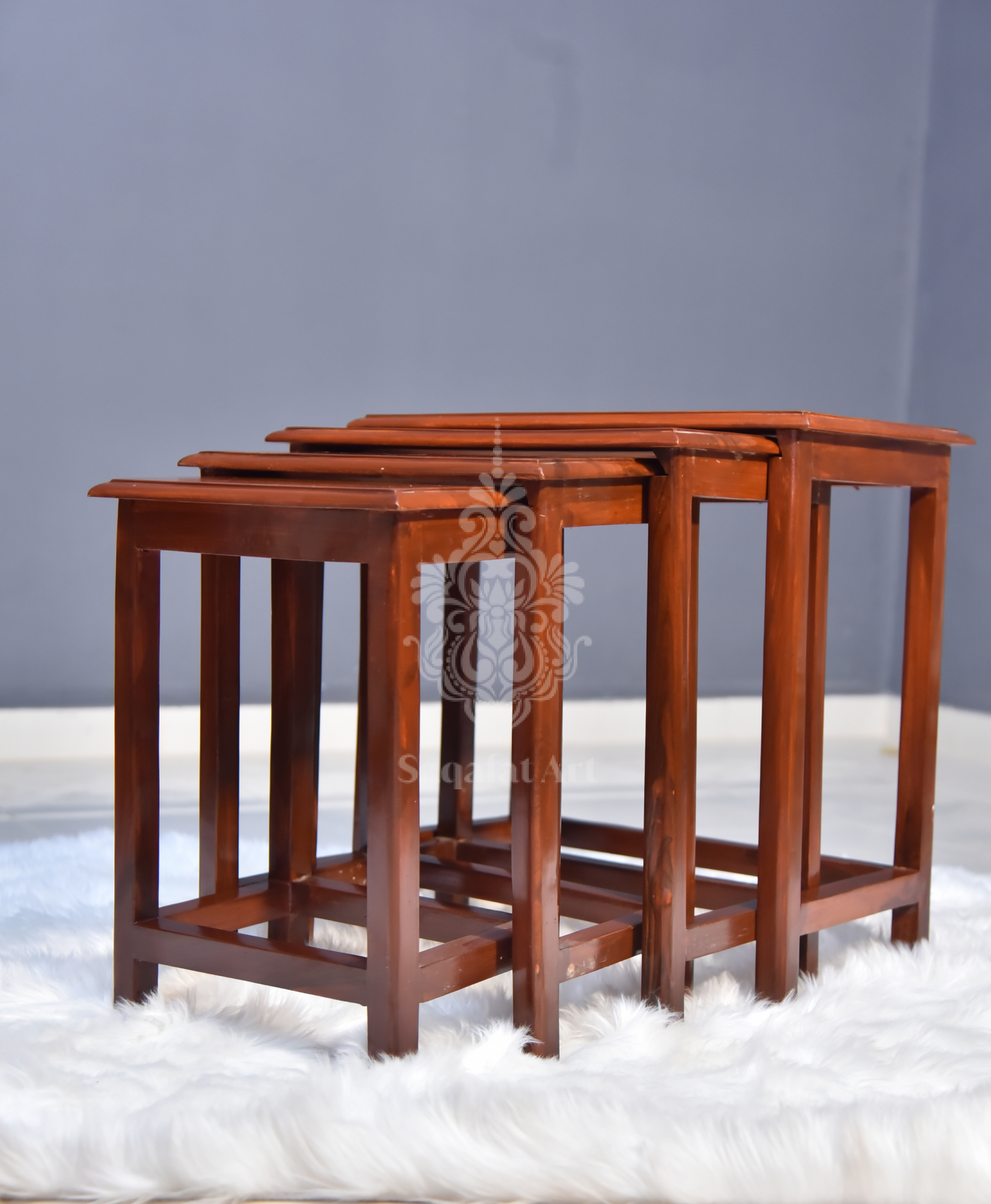 Wooden Brass 20" Nesting Table Set