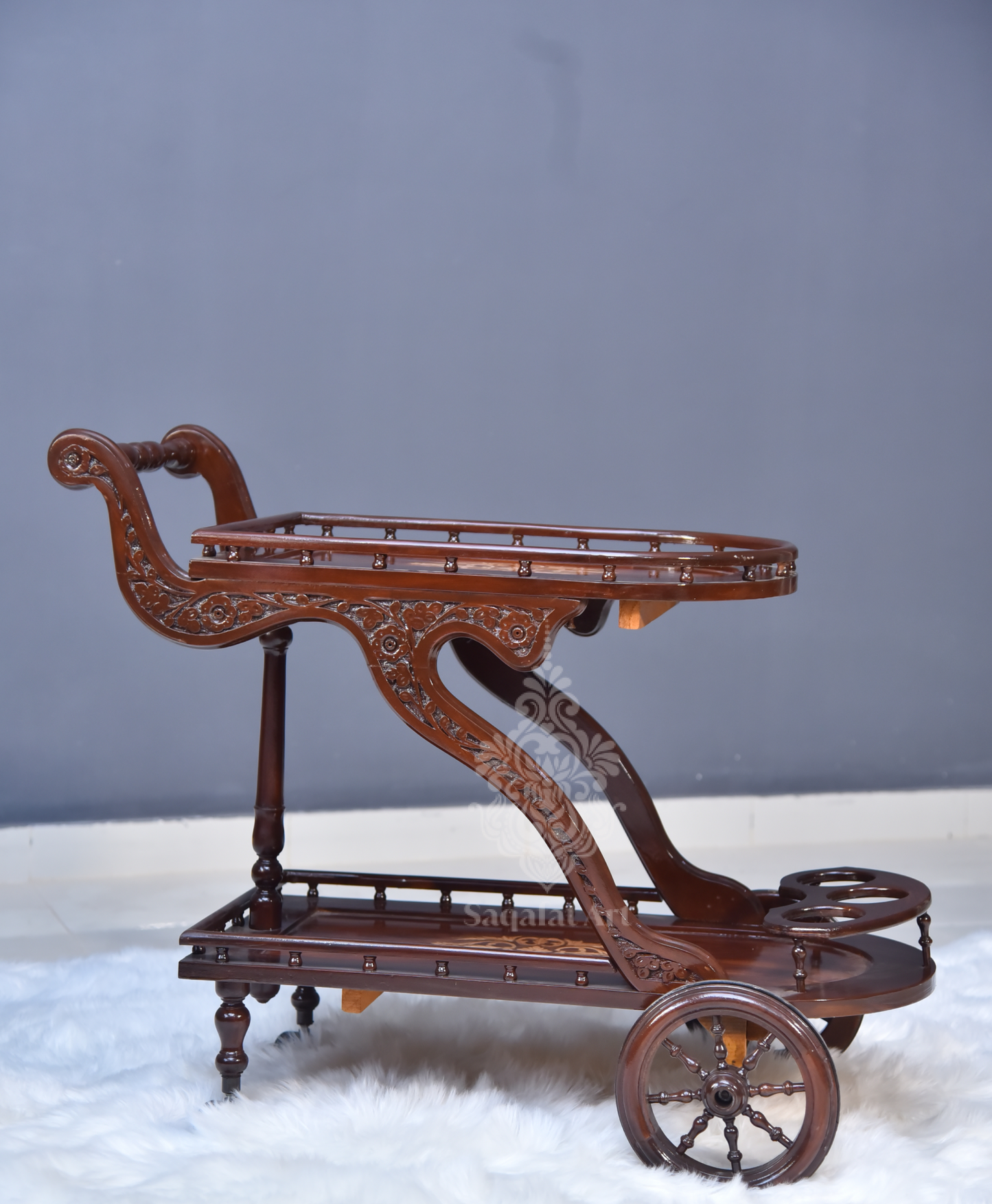 Wooden Duke Hand Carved Tea Trolley