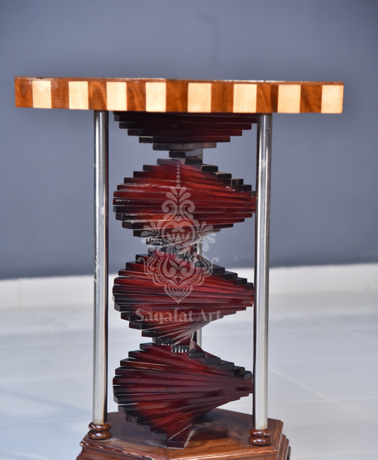 Wooden Stairs Maroon Flower Table