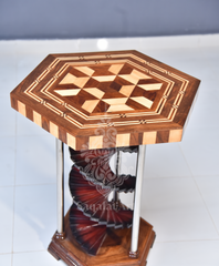 Wooden Stairs Maroon Flower Table