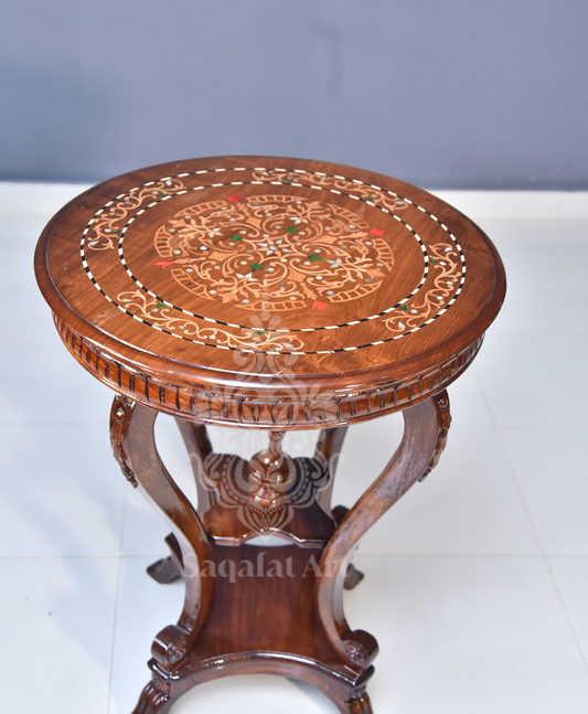 Wooden Colour Full inlay polish Flower Table