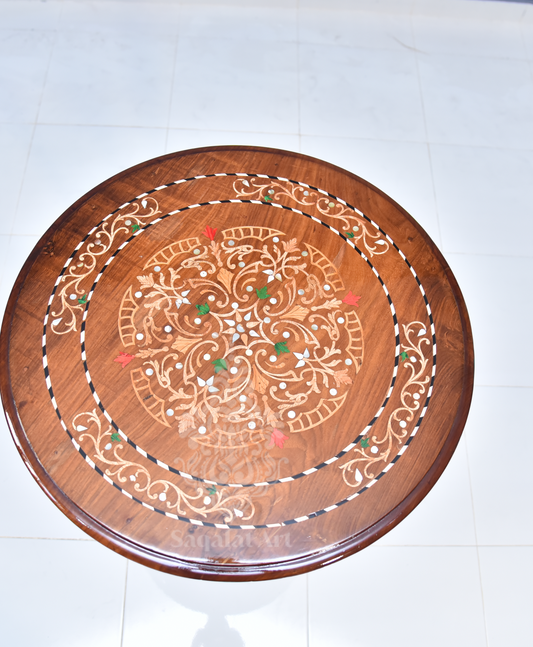 Wooden Colour Full inlay polish Flower Table