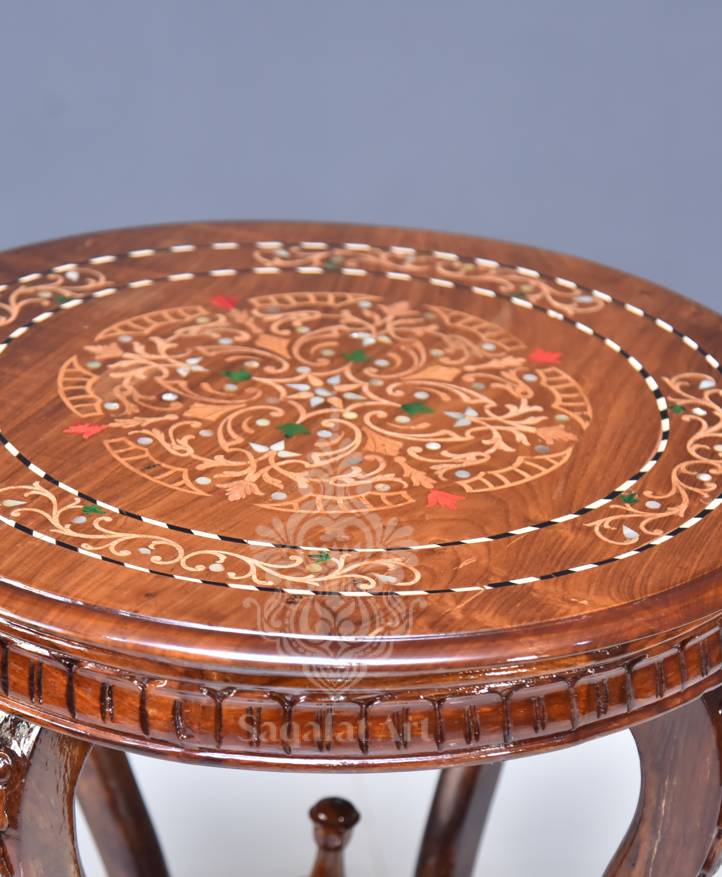 Wooden Colour Full inlay polish Flower Table