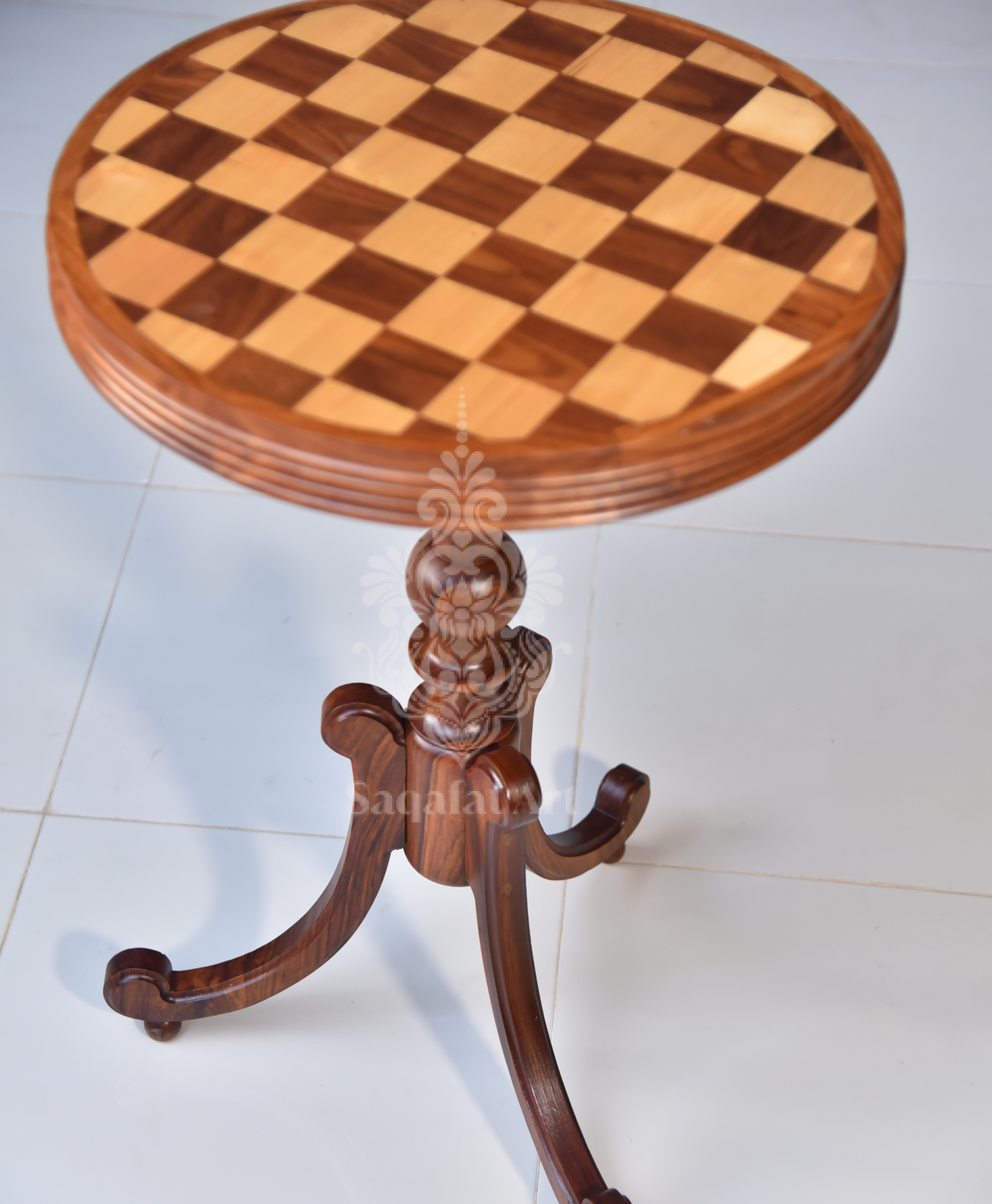 wooden Round Chess Inlaid Table