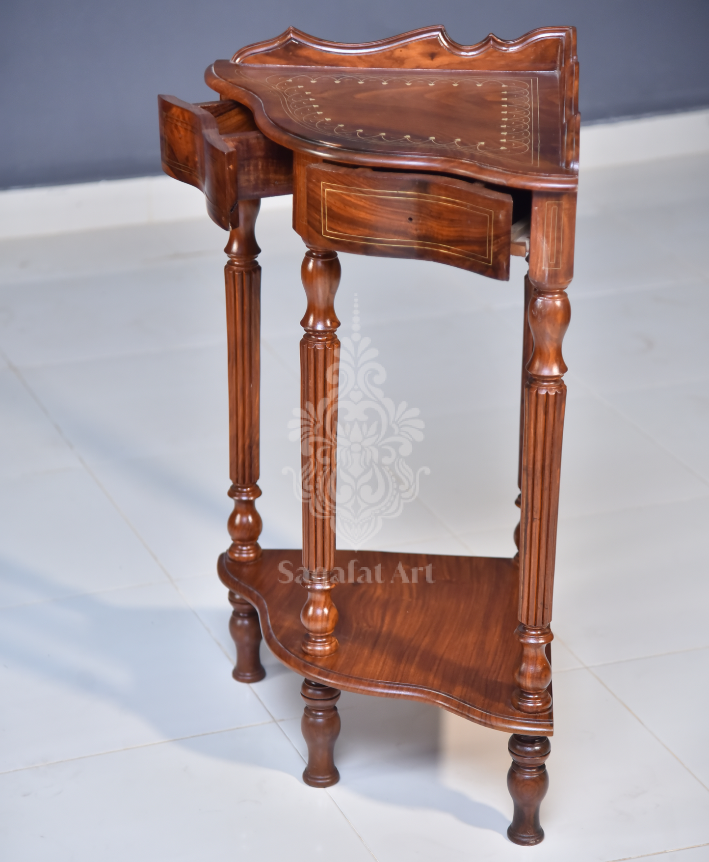 Wooden Drawer Corner Table