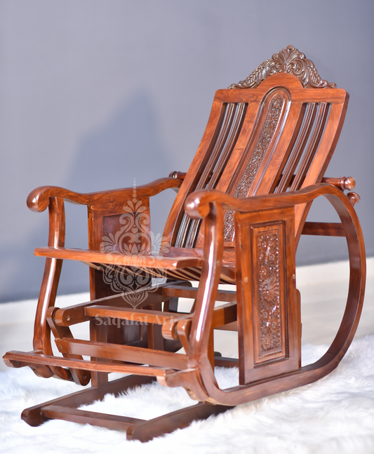 Sheesham Wooden Carving Racking Chairs