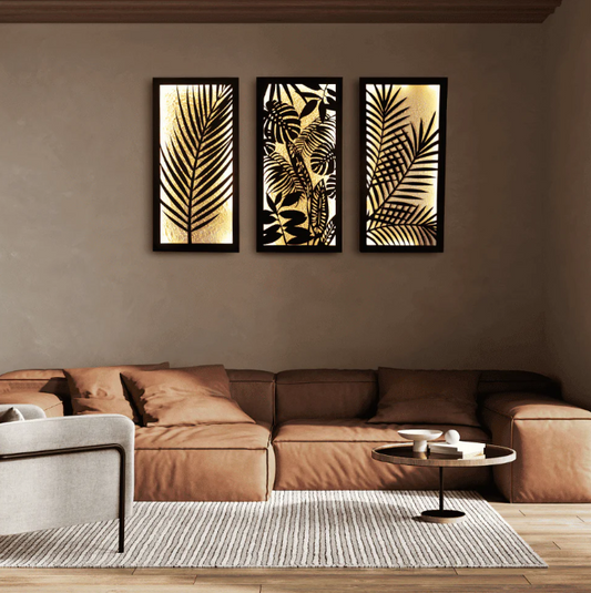 Lit Leaf Panels (Set of 3 Frames)