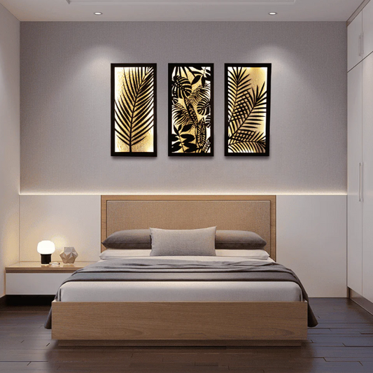 Lit Leaf Panels (Set of 3 Frames)